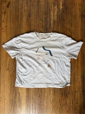 Madewell White Graphic Tee with Abstract Face Print